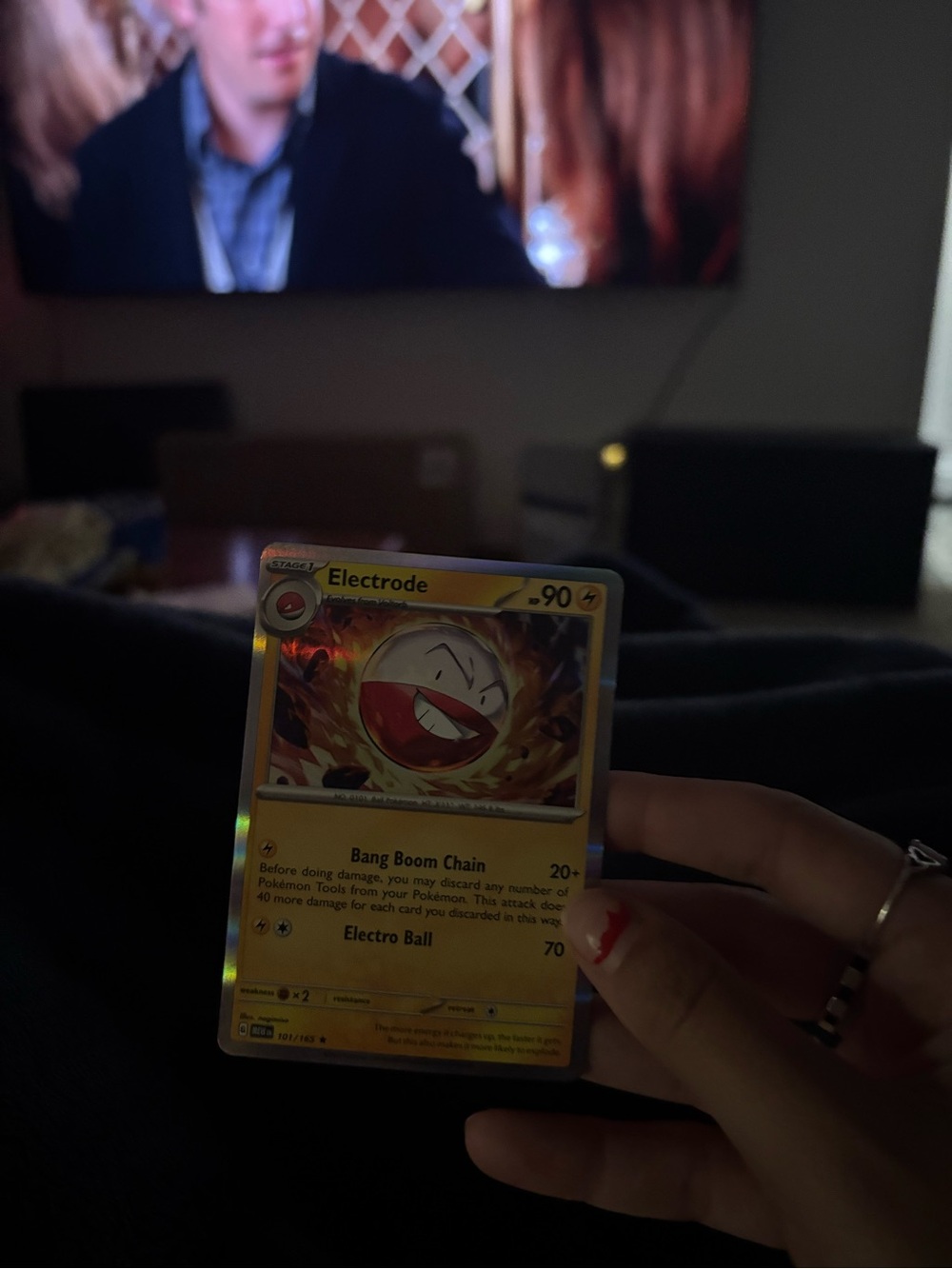 Pokemon Electrode Holographic Card - Yellow & Red Artwork